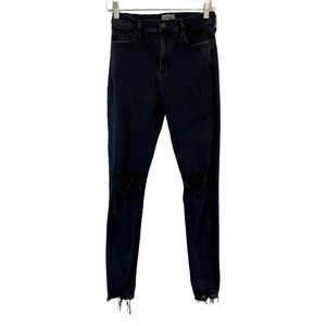 Agolde Jeans Womens Size 28 Black Sophie Distressed Stretch Raw Hems Skinny